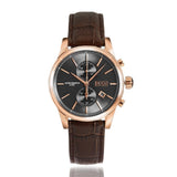 Hugo Boss Jet Chronograph Grey Dial Brown Leather Strap Watch for Men - 1513281
