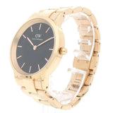 Daniel Wellington Iconic Link Black Dial Rose Gold Steel Strap Watch For Men - DW00100344