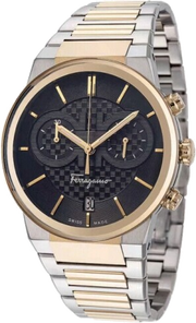Salvatore Ferragamo F-80 Classic Black Dial Two Tone Steel Strap Watch for Men - SFME00921