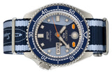 Seiko 5 Sports Honda Super Cub Limited Edition Blue Dial Two Tone NATO Strap Watch For Men - SRPK37K1