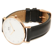 Daniel Wellington Classic Sheffield White Dial Black Leather Strap Watch For Women - DW00100076