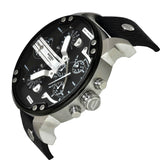 Diesel Mr Daddy Chronograph Black Dial Black Leather Strap Watch For Men - DZ7313