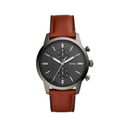 Fossil Townsman Chronograph Gray Dial Brown Leather Strap Watch for Men - FS5522