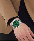 Hugo Boss Skymaster Chronograph Green Dial Silver Mesh Bracelet Watch for Men - 1513938