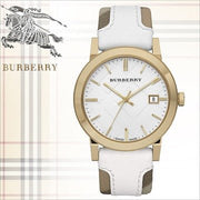 Burberry The City White Dial White Leather Strap Watch for Women - BU9015