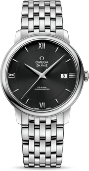 Omega De Ville Prestige Co-Axial Black Dial Silver Steel Strap Watch for Men - 424.10.40.20.01.001
