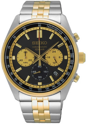 Seiko Sport Chronograph Black Dial Two Tone Steel Strap Watch for Men - SSB430P1