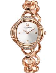 Swarovski Crystal Flower Silver Dial Rose Gold Steel Strap Watch for Women - 5547626