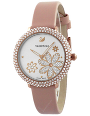 Swarovski Crystal Frost White Dial Pink Leather Strap Watch for Women - 5519223
