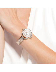 Swarovski Crystalline Aura Silver Dial Rose Gold Steel Strap Watch for Women - 5519459