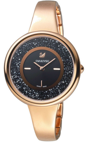 Swarovski Crystalline Pure Black Dial Rose Gold Steel Strap Watch for Women - 5295334