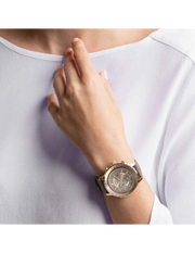 Swarovski Octea Lux Chrono Grey Dial Grey Leather Strap Watch for Women - 5452495