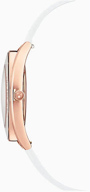 Swarovski Crystalline Aura Silver Dial White Leather Strap Watch for Women - 5519453