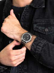 Fossil Machine Chronograph Black Dial Grey Steel Strap Watch for Men - FS4774