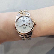 Tissot Le Locle Automatic Diamonds Mother of Pearl White Dial Two Tone Steel Strap Watch For Women - T006.207.22.116.00