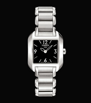 Tissot T Wave Black Dial Silver Steel Strap Watch for Women - T02.1.285.52