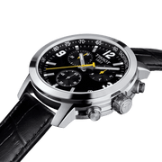 Tissot PRC 200 Chronograph Black Dial Black Leather Strap Watch For Men - T055.417.16.057.00