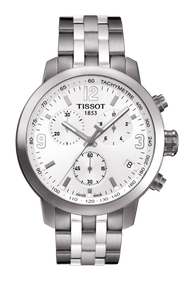 Tissot PRC 200 Chronograph Quartz Silver Dial Silver Steel Strap Watch For Men - T055.417.11.037.00