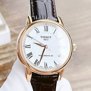 Tissot T Classic Carson Powermatic 80 White Dial Brown Leather Strap Watch for Men - T085.407.36.013.00