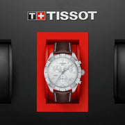 Tissot PR 100 Sport Quartz Chronograph Silver Dial Brown Leather Strap Watch For Men - T101.617.16.031.00