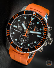 Tissot Seastar 1000 Chronograph Black Dial Orange Rubber Strap Watch For Men - T120.417.17.051.01