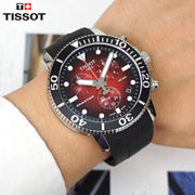 Tissot Seastar 1000 Chronograph Red Dial Black Rubber Strap Watch For Men - T120.417.17.421.00