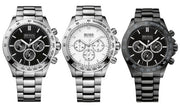 Hugo Boss Ikon Chronograph Black Dial Silver Steel Strap Watch for Men - 1512965