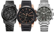Hugo Boss Aeroliner Chronograph Black Dial Silver Steel Strap Watch for Men - 1513181
