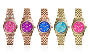 Michael Kors Lexington Quartz Blue Dial Gold Steel Strap Watch For Women - MK3271