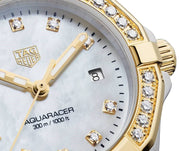 Tag Heuer Aquaracer Diamonds Mother of Pearl Dial Two Tone Steel Strap Watch for Women - WBD1323.BB0320