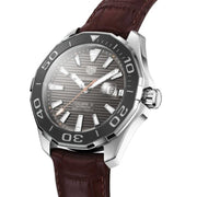 Tag Heuer Aquaracer Caliber 5 Black Dial Brown Leather Strap Watch for Men - WAY201M.FC6474