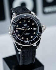 Tag Heuer Aquaracer Quartz Mother of Pearl Black Dial Black NATO Strap Watch for Women - WAY131M.FT6092