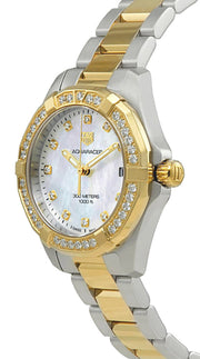 Tag Heuer Aquaracer Diamonds Mother of Pearl Dial Two Tone Steel Strap Watch for Women - WBD1323.BB0320