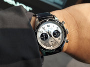 Tag Heuer Autavia Chronometer Flyback Chronograph Silver Dial Black Leather Strap Watch for Men - CBE511B.FC8279