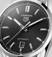 Tag Heuer Carrera Date Black Dial Silver Steel Strap Watch for Men - WBN2110.BA0639