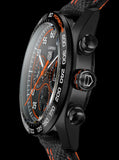 Tag Heuer Carrera Chronograph Porsche Orange Racing 44mm Black Dial Black Nylon Strap Watch for Men - CBN2A1M.FC6526
