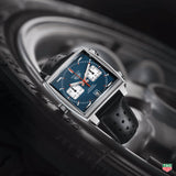 Tag Heuer Monaco Automatic Chronograph Blue Dial Black Leather Strap Watch for Men - CAW211P.FC6356