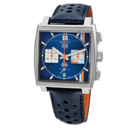 Tag Heuer Monaco Gulf Automatic Chronograph Blue Dial Blue Leather Strap Watch for Men - CBL2115.FC6494