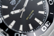 Tag Heuer Aquaracer Quartz Black Dial Silver Steel Strap Watch for Men - WAY101A.BA0746