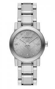 Burberry The City Silver Diamonds Dial Silver Steel Strap Watch for Women - BU9230
