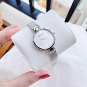 Calvin Klein Authentic Silver Dial Silver Mesh Bracelet Watch for Women - K8G23126