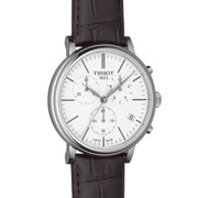 Tissot Carson Premium Chronograph White Dial Brown Leather Strap Watch For Men - T122.417.16.011.00