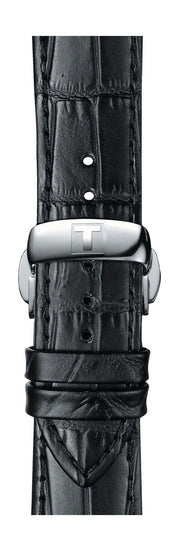 Tissot T Classic Chemin Des Tourelles Chronograph Black Dial Black Leather Strap Watch For Men - T099.427.16.058.00