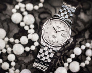 Tissot Le Locle Automatic Diamonds Mother of Pearl Dial Silver Steel Strap Watch For Women - T006.207.11.116.00
