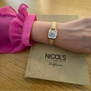 Tissot Lovely Square Silver Dial Gold Mesh Bracelet Watch For Women - T058.109.33.031.00