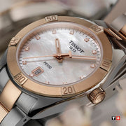 Tissot PR 100 Sport Chic Diamonds Mother of Pearl Dial Two Tone Steel Strap Watch for Women - T101.910.22.116.00