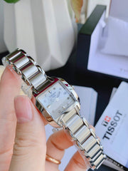 Tissot T Wave Diamonds Mother of Pearl Dial Silver Steel Strap Watch for Women - T02.1.285.74