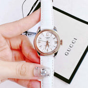 Tissot T-Classic Powermatic 80 Mother of Pearl Silver Dial White Leather Strap Watch For Women - T108.208.26.117.00
