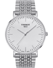 Tissot T Classic Everytime Large White Dial Silver Steel Strap Watch for Men - T109.610.11.031.00