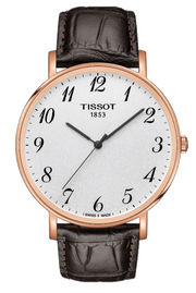 Tissot T Classic Everytime White Dial Black Leather Strap Watch For Men - T109.610.36.032.00